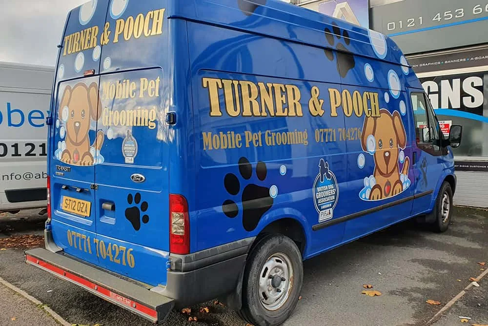 Full-colour van livery for a mobile pet grooming business